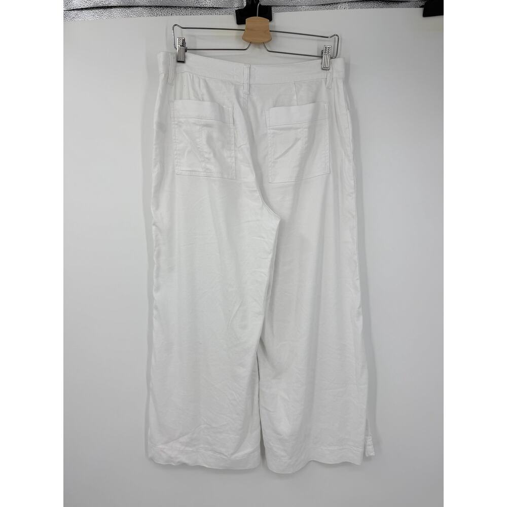 Evereve Joelle Stretch Linen Cropped Wide Leg Size 31 White Coastal Minimalist - Picture 6 of 13